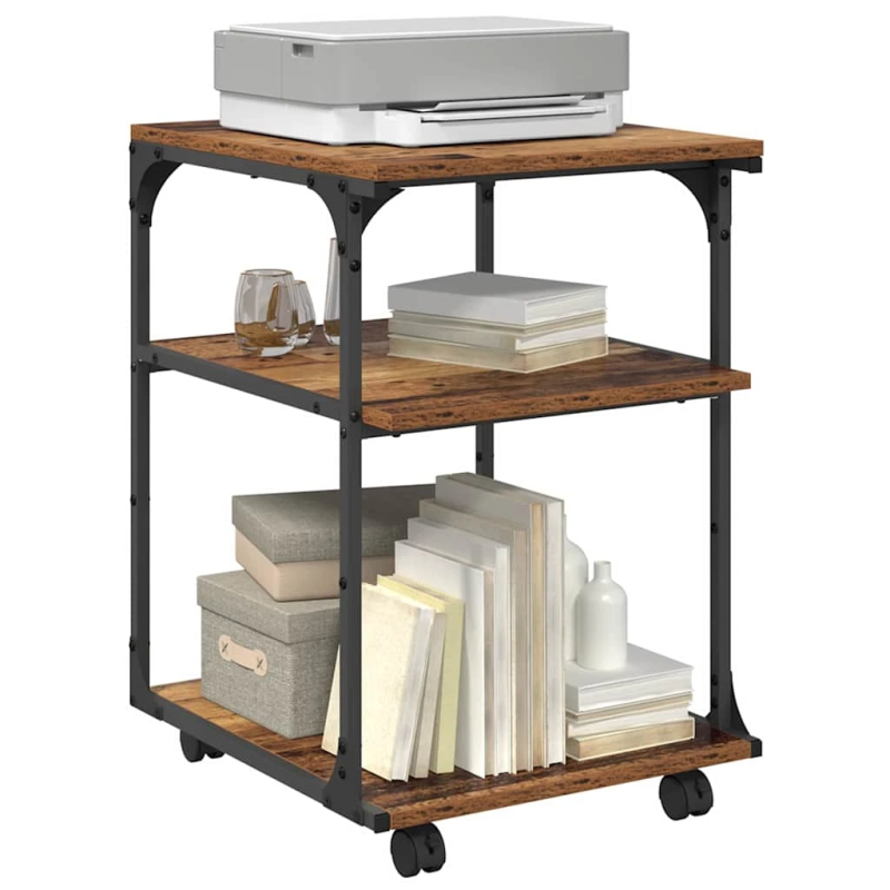 vidaXL Printera statīvs Vecs koks 43 x 48 x 64 cm Inženierijas koks