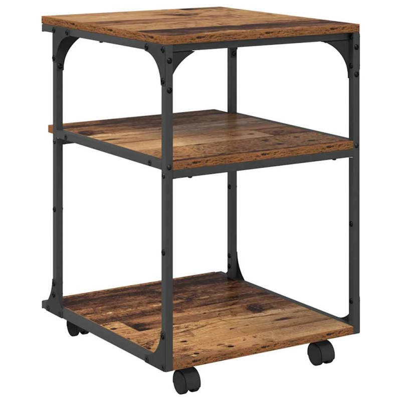 vidaXL Printera statīvs Vecs koks 43 x 48 x 64 cm Inženierijas koks