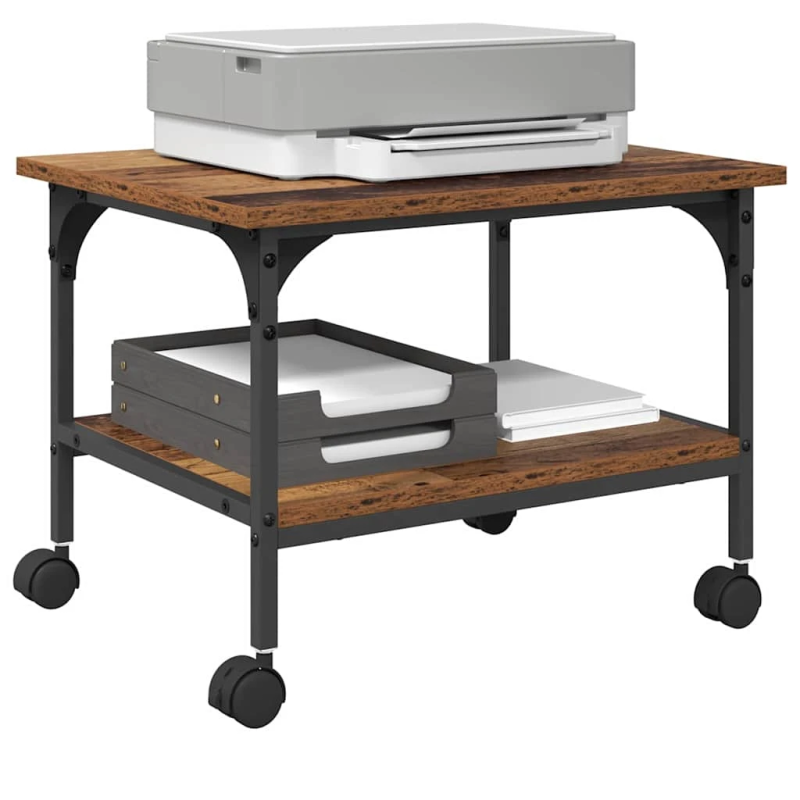 vidaXL Printera statīvs Vecs koks 50 x 40 x 38 cm Inženierijas koks