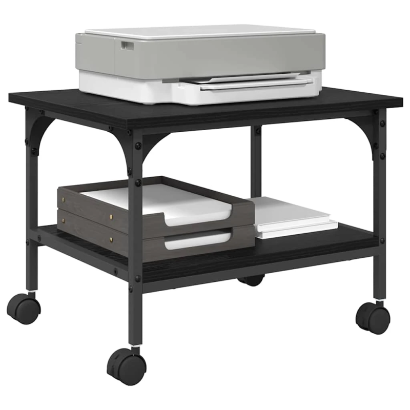 vidaXL Printera statīvs Melns ozolkoks 50 x 40 x 38 cm