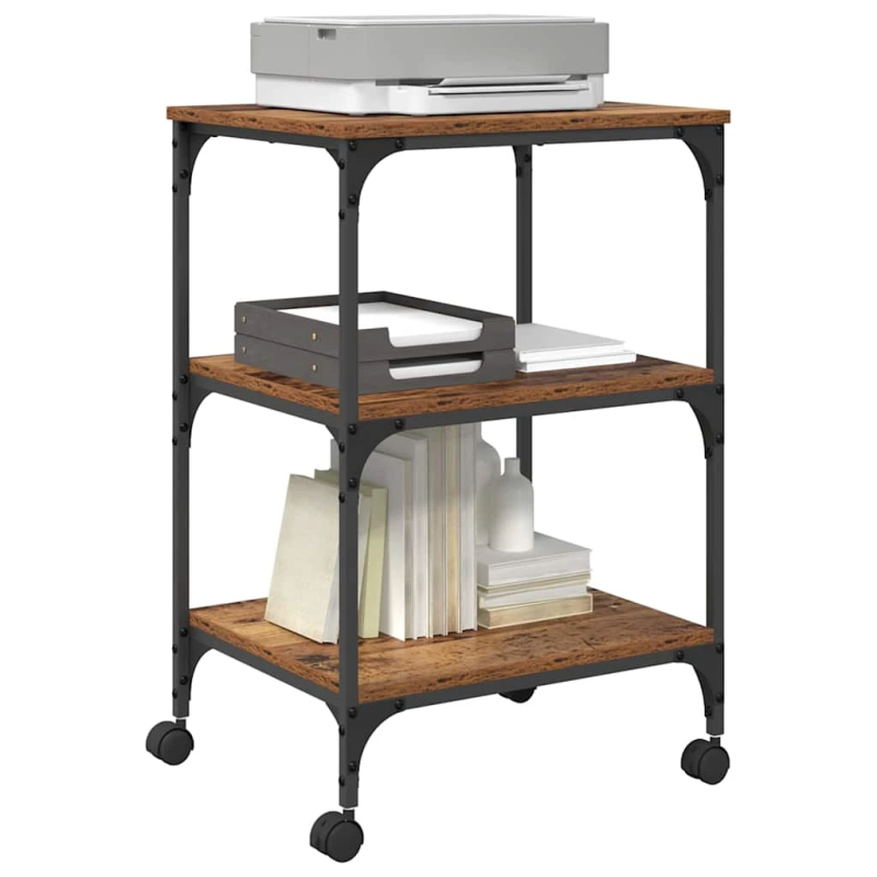 vidaXL Printera statīvs Vecs koks 50 x 41 x 75 cm Inženierijas koks