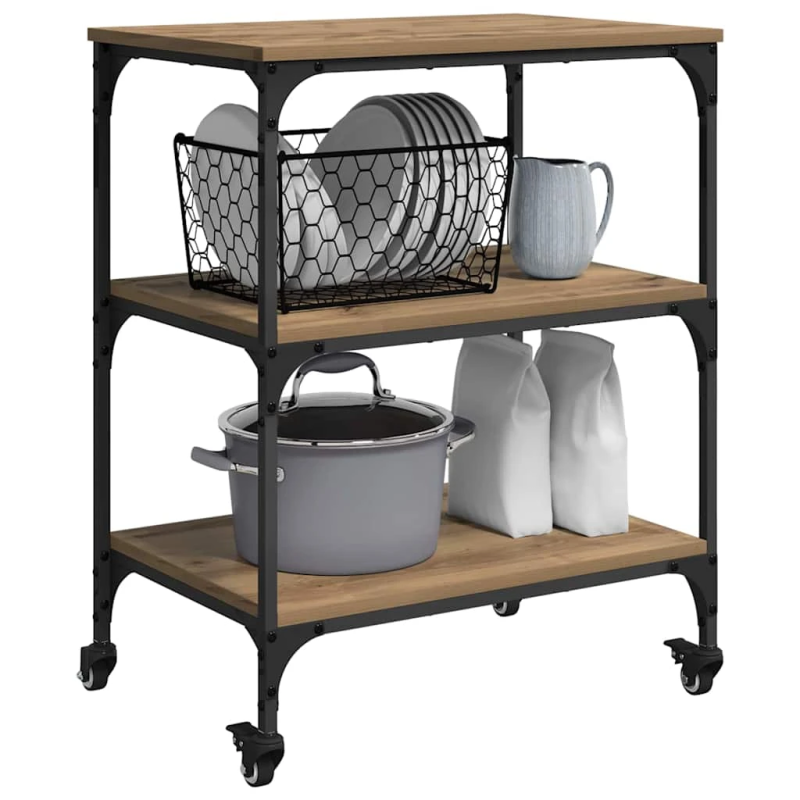 vidaXL Virtuves ratiņš Artisānā ozols 60 x 41 x 76 cm