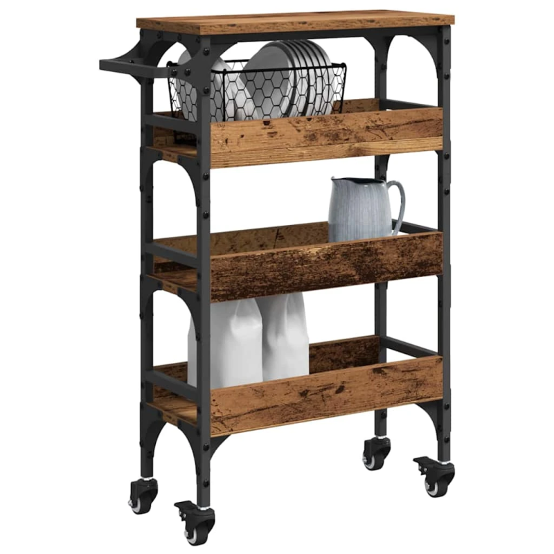 vidaXL Virtuves ratiņš Vecs koks 53 x 20 x 76 cm Inženierijas koks