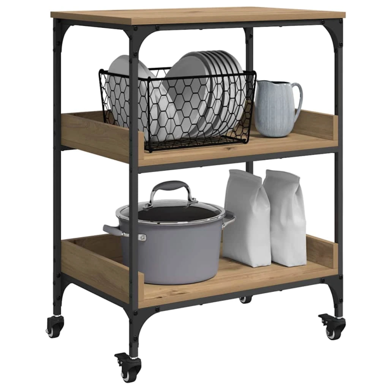 vidaXL Virtuves ratiņš Artisānā ozols 60 x 41 x 80.5 cm