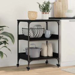 vidaXL Virtuves ratiņš Melns ozolkoks 60 x 41 x 80.5 cm