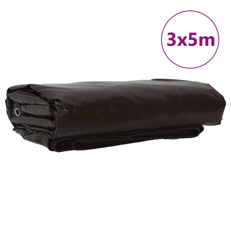 vidaXL Tarps 650g - m² Brūna 3 x 5 m Audekls ar PVC pārklājumu