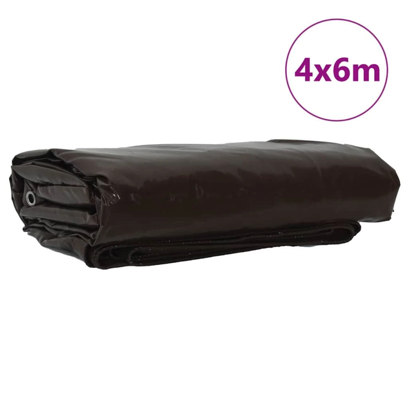 vidaXL Tarps 650g - m² Brūna 4 x 6 m Audekls ar PVC pārklājumu