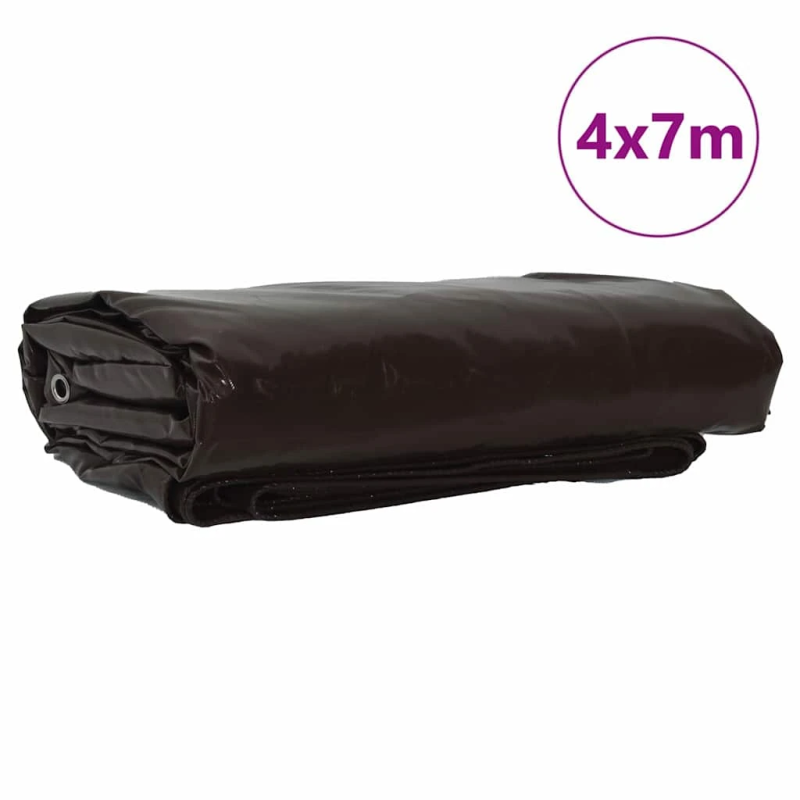 vidaXL Tarps 650g - m² Brūna 4 x 7 m Audekls ar PVC pārklājumu
