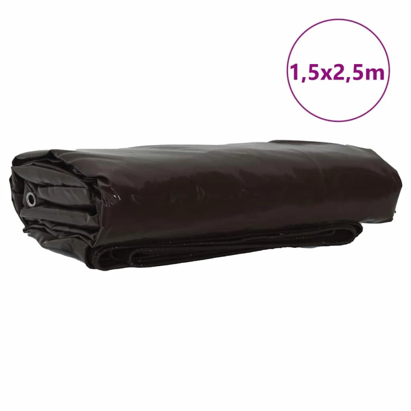 vidaXL Tarps 650g - m² Brūna 1,5 x 2,5 m Audekls ar PVC pārklājumu