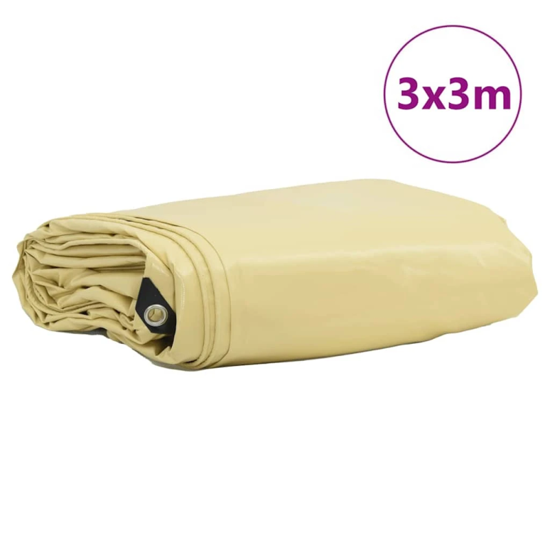 vidaXL Tarps 650g - m² Bēša 3 x 3 m Audekls ar PVC pārklājumu