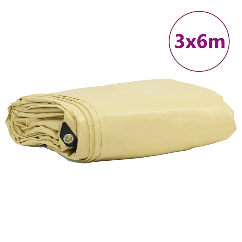 vidaXL Tarps 650g - m² Bēša 3 x 6 m Audekls ar PVC pārklājumu