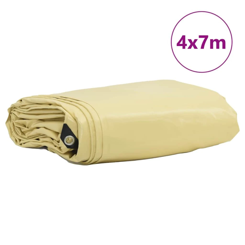 vidaXL Tarps 650g - m² Bēša 4 x 7 m Audekls ar PVC pārklājumu
