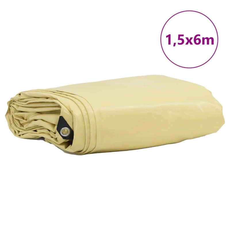 vidaXL Tarps 650g - m² Bēša 1,5 x 6 m Audekls ar PVC pārklājumu