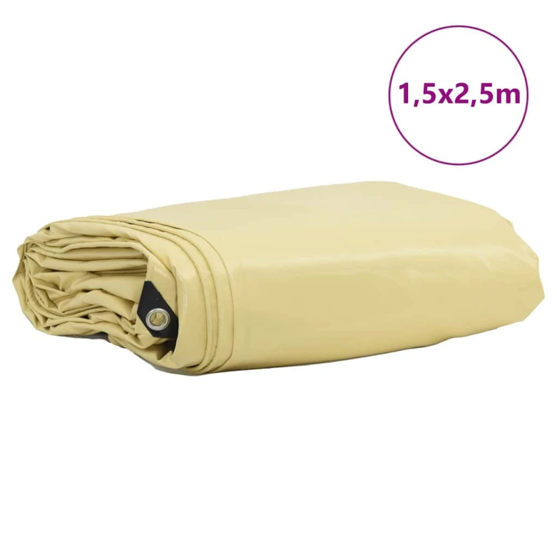 vidaXL Tarps 650g - m² Bēša 1,5 x 2,5 m Audekls ar PVC pārklājumu