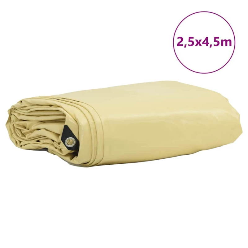 vidaXL Tarps 650g - m² Bēša 2,5 x 4,5 m Audekls ar PVC pārklājumu