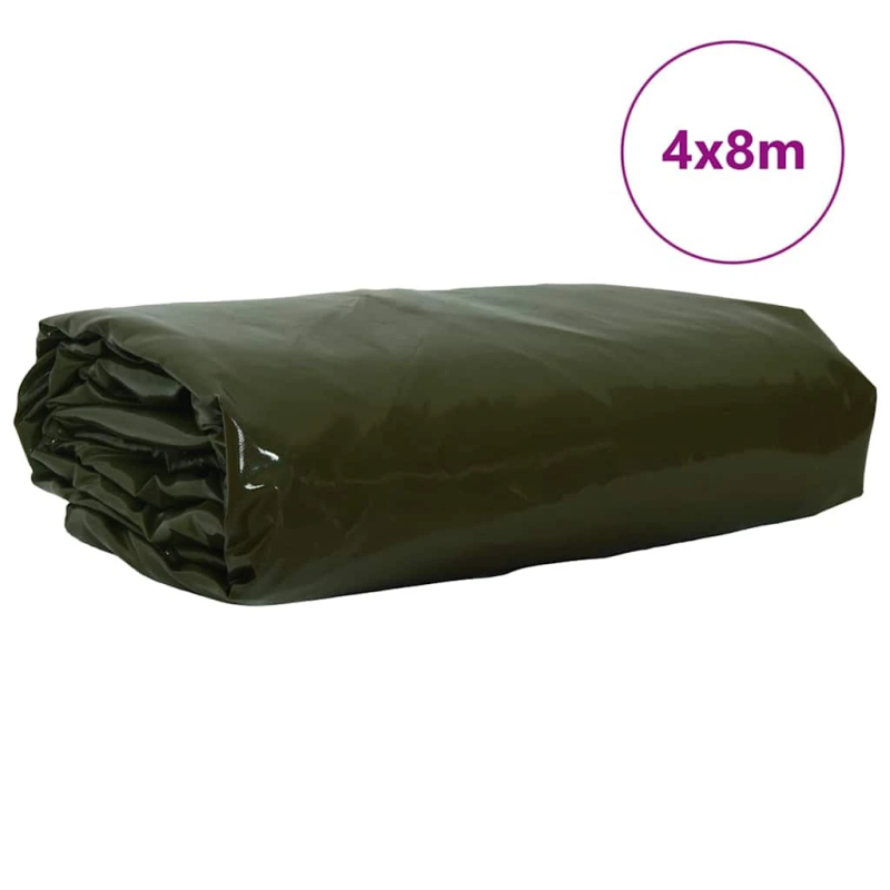 vidaXL Tarps 650g - m² Olīvu zaļš 4 x 8 m Audekls ar PVC pārklājumu
