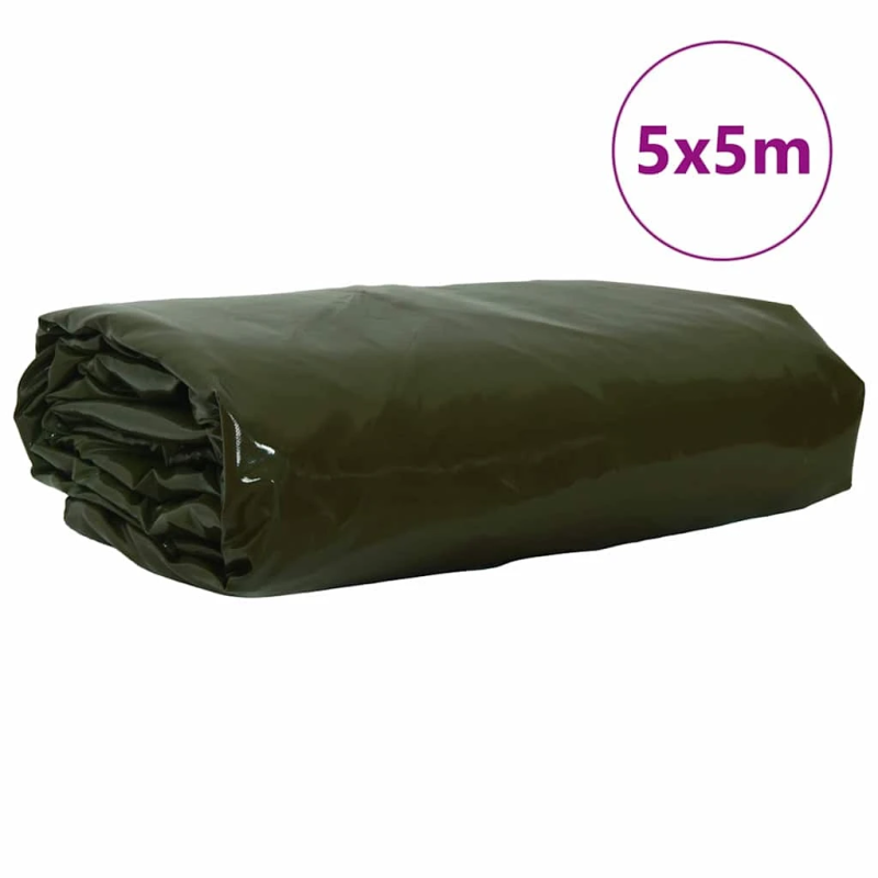 vidaXL Tarps 650g - m² Olīvu zaļš 5 x 5 m Audekls ar PVC pārklājumu