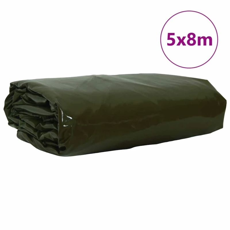 vidaXL Tarps 650g - m² Olīvu zaļš 5 x 8 m Audekls ar PVC pārklājumu