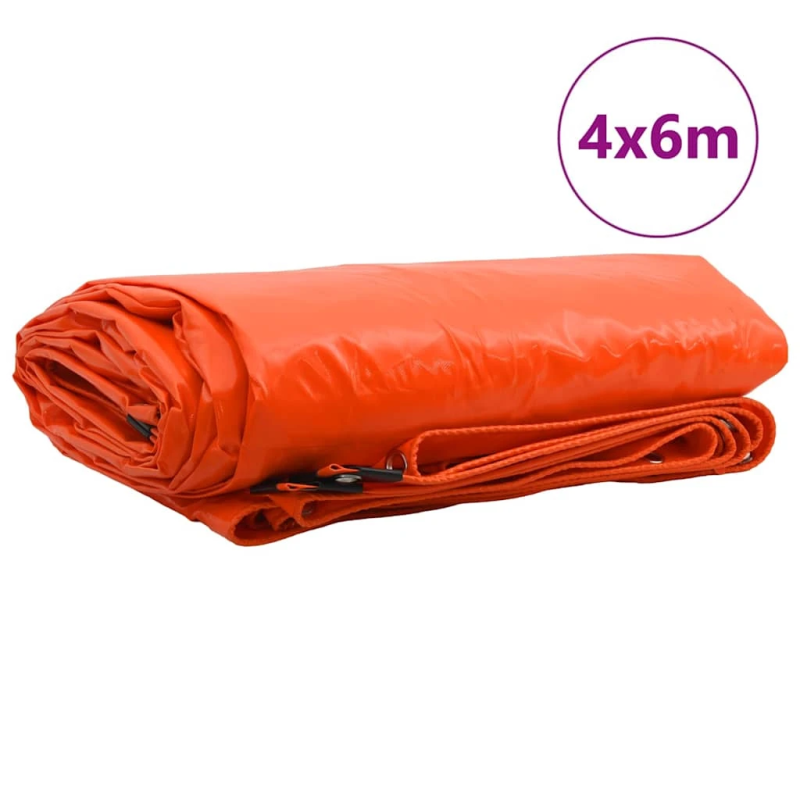 vidaXL Tarps 650g - m² Oranža 4 x 6 m Audekls ar PVC pārklājumu