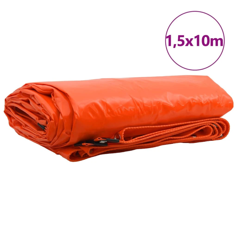 vidaXL Tarps 650g - m² Oranža 1,5 x 10 m Audekls ar PVC pārklājumu
