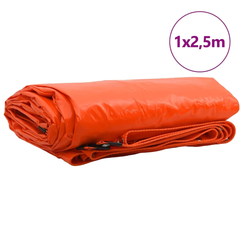 vidaXL Tarps 650g - m² Oranža 1 x 2,5 m Audekls ar PVC pārklājumu