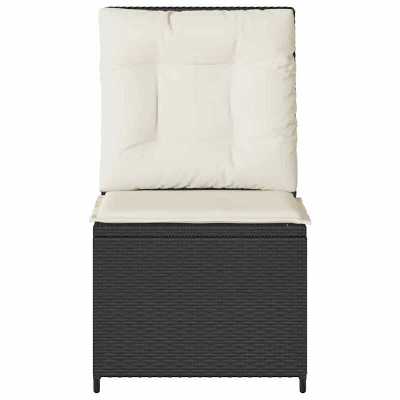 vidaXL Dārza dīvāns ar spilvenu Melns un krēmkrāsas balts poliratāns