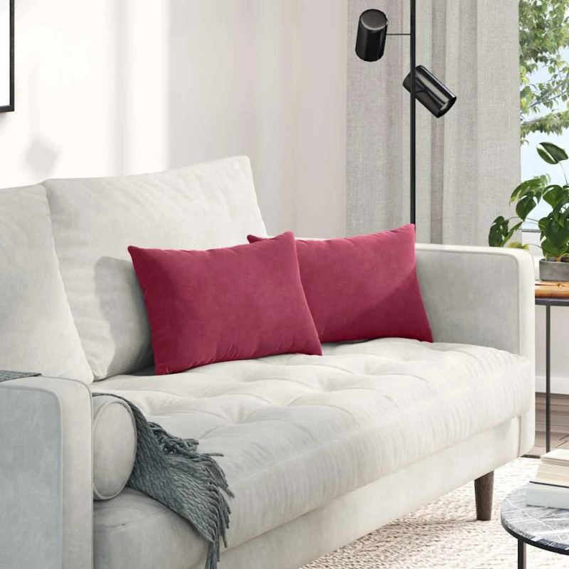 vidaXL Dīvāna spilveni 2 pcs Vīnsarkans 50 x 30 cm Korduroja audums