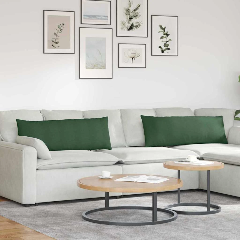 vidaXL Dīvāna spilveni 2 pcs Tumši zaļš 120 x 40 cm Korduroja audums