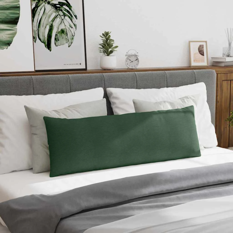 vidaXL Dīvāna spilveni 2 pcs Tumši zaļš 120 x 40 cm Korduroja audums