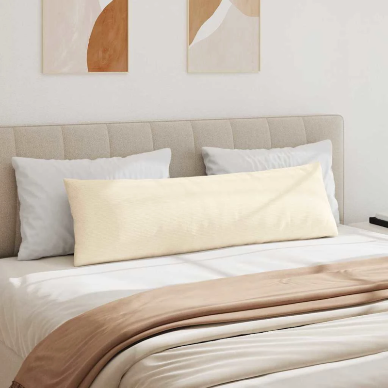 vidaXL Dīvāna spilveni 2 pcs Krēmkrāsa 145 x 40 cm Korduroja audums