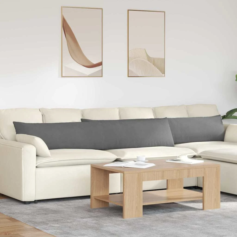 vidaXL Dīvāna spilveni 2 pcs Tumši pelēks 200 x 40 cm audums