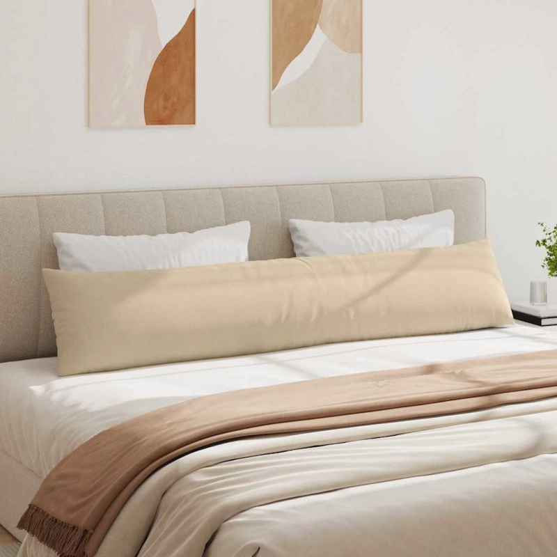 vidaXL Dīvāna spilveni 2 pcs Krēmkrāsa 200 x 40 cm audums