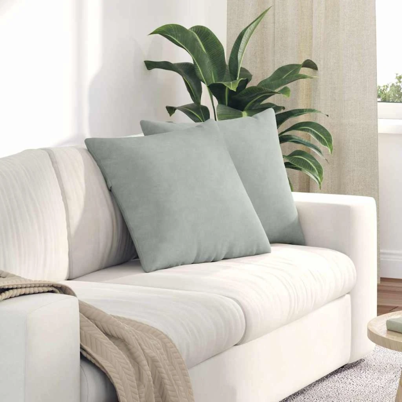 vidaXL Dīvāna spilveni 2 pcs Gaiši pelēks 50 x 50 cm Korduroja audums