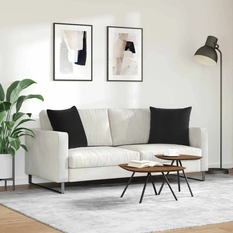 vidaXL Dīvāna spilveni 2 pcs Melna 50 x 50 cm Korduroja audums