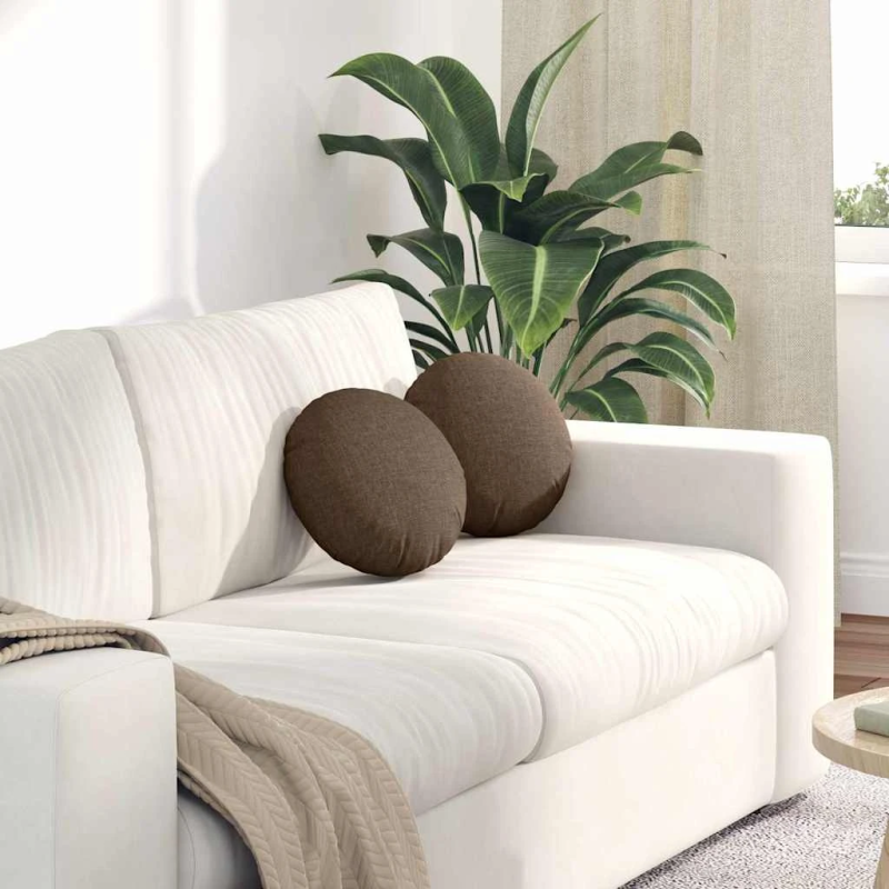 vidaXL Sēdvietas spilventiņi 2 pcs Brūna DIA30 x 13 cm audums