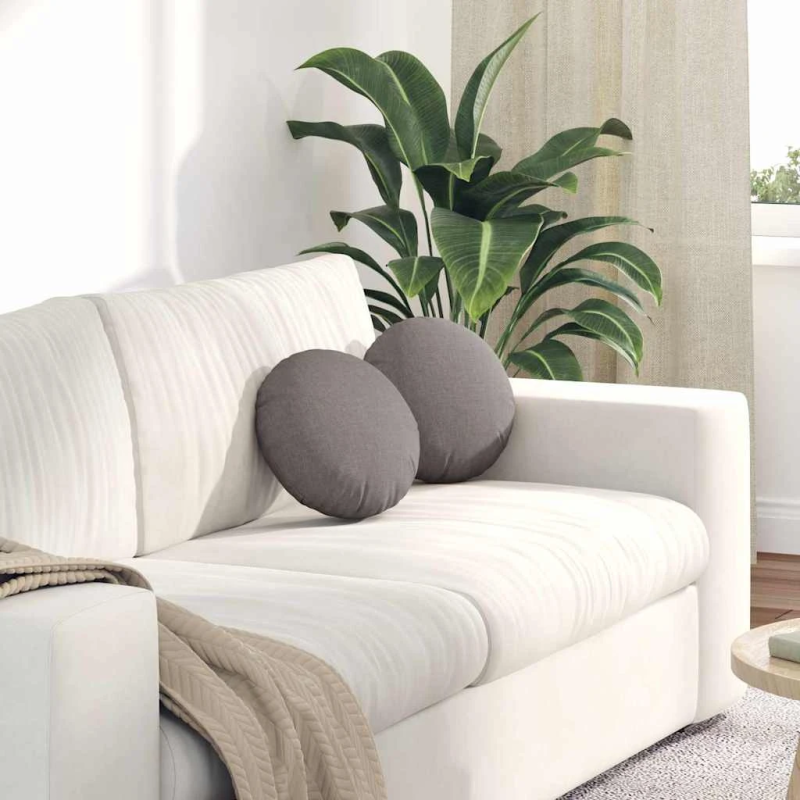 vidaXL Sēdvietas spilventiņi 2 pcs Pelēkbrūna DIA30 x 13 cm audums