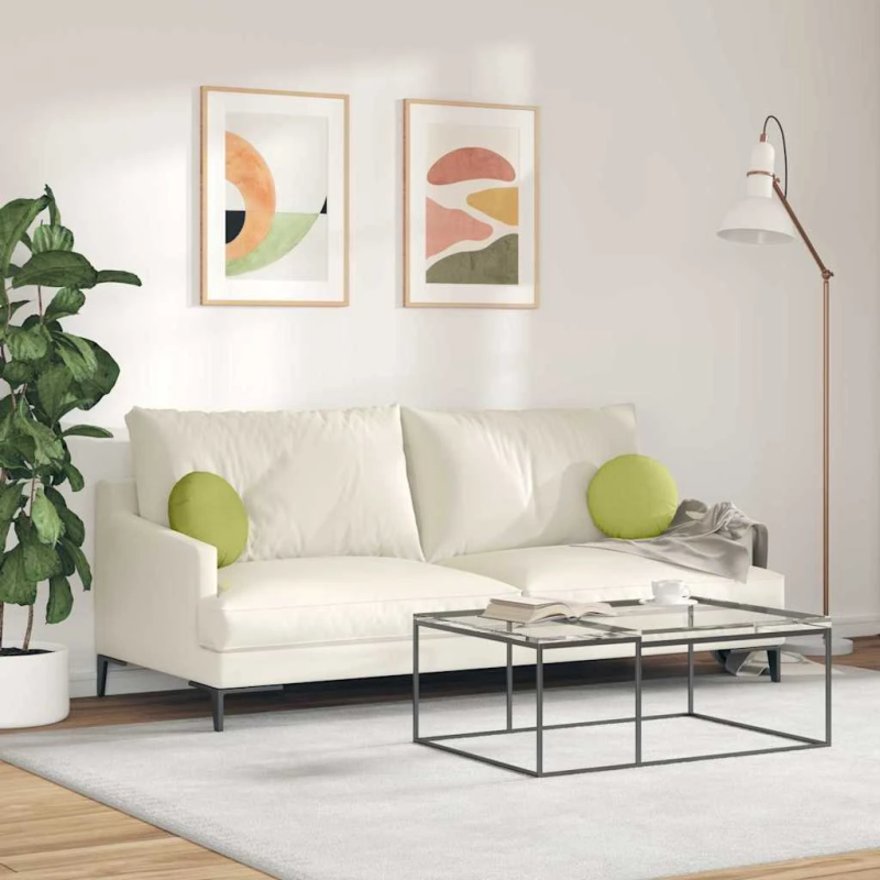 vidaXL Sēdvietas spilventiņi 2 pcs Gaiši zaļa DIA30 x 13 cm audums