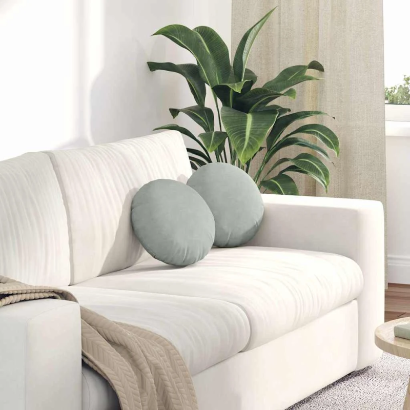 vidaXL Sēdvietas spilventiņi 2 pcs Gaiši pelēks DIA 40 x 13 cm Samts