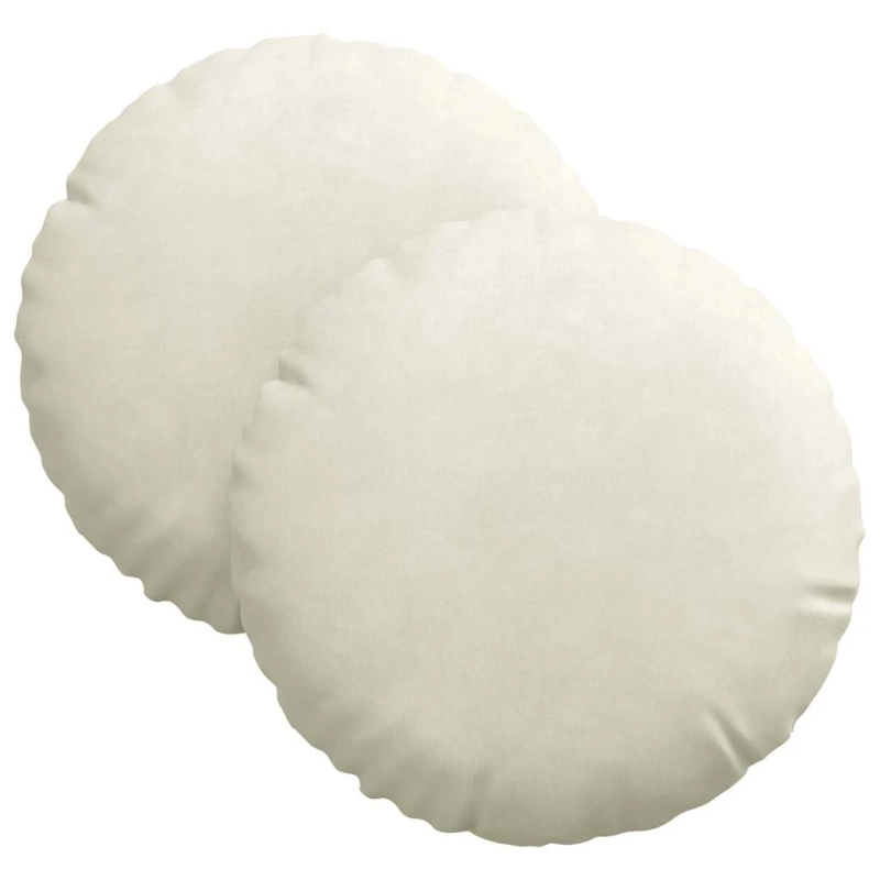 vidaXL Sēdvietas spilventiņi 2 pcs Krēmkrāsa DIA 40 x 13 cm Samts