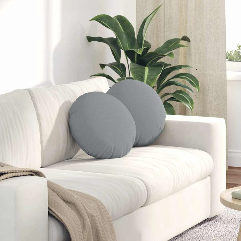 vidaXL Sēdvietas spilventiņi 2 pcs Gaiši pelēks DIA40 x 13 cm audums