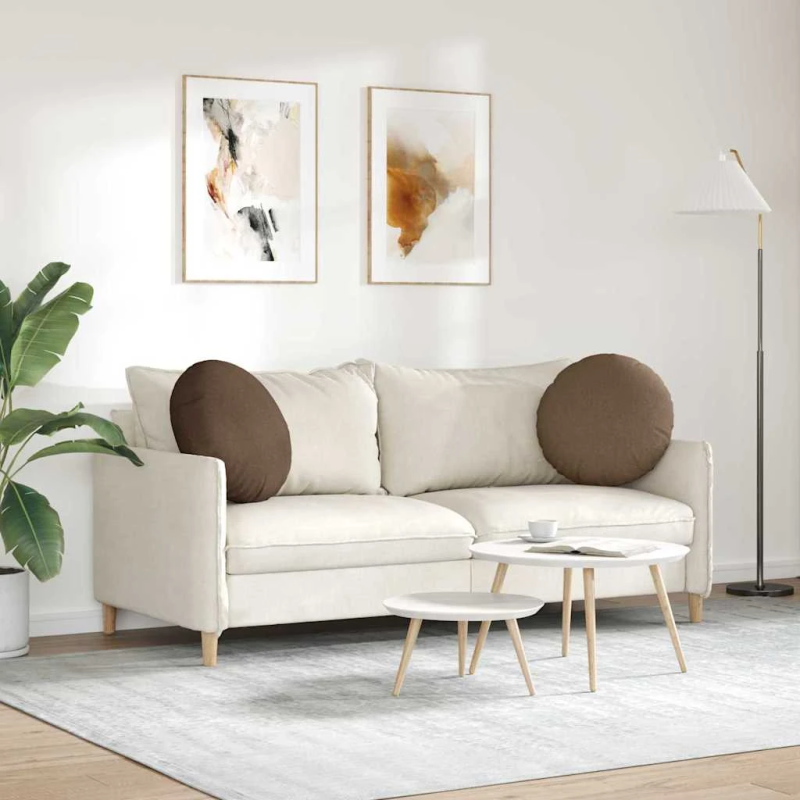 vidaXL Sēdvietas spilventiņi 2 pcs Brūna DIA50 x 19 cm audums