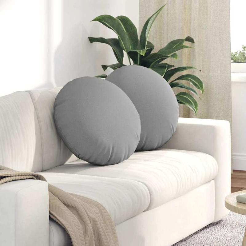 vidaXL Sēdvietas spilventiņi 2 pcs Mākoņu pelēka DIA50 x 19 cm audums