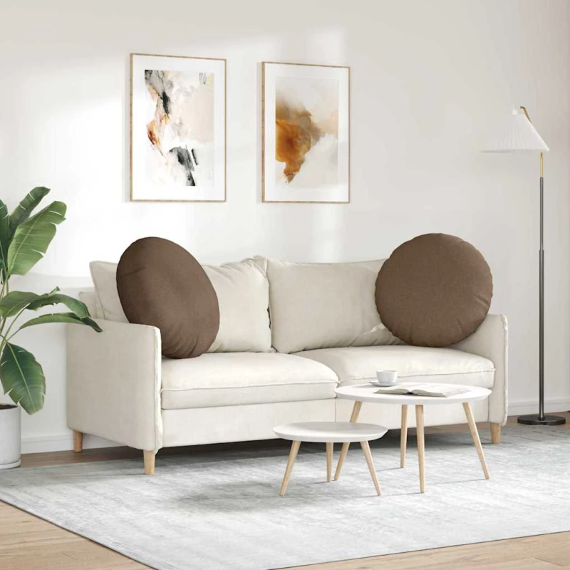 vidaXL Sēdvietas spilventiņi 2 pcs Brūna DIA80 x 29 cm audums