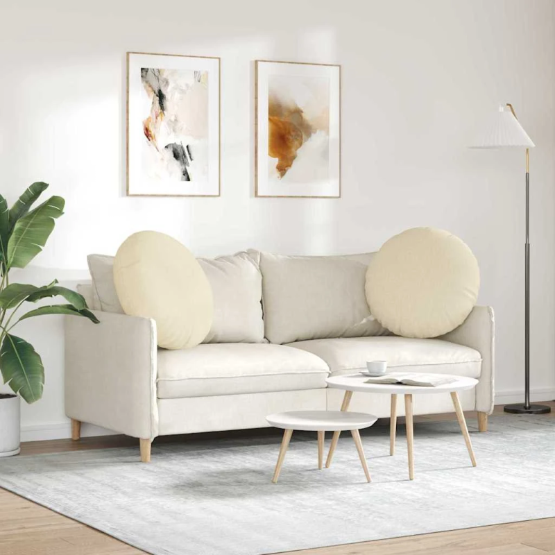 vidaXL Sēdvietas spilventiņi 2 pcs Krēmkrāsa DIA80 x 29 cm audums