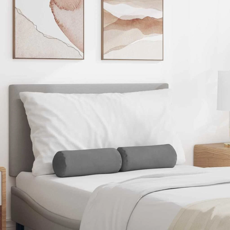 vidaXL Spilveni 2 pcs Tumši pelēks DIA 15 x 40 cm Mikrofibra