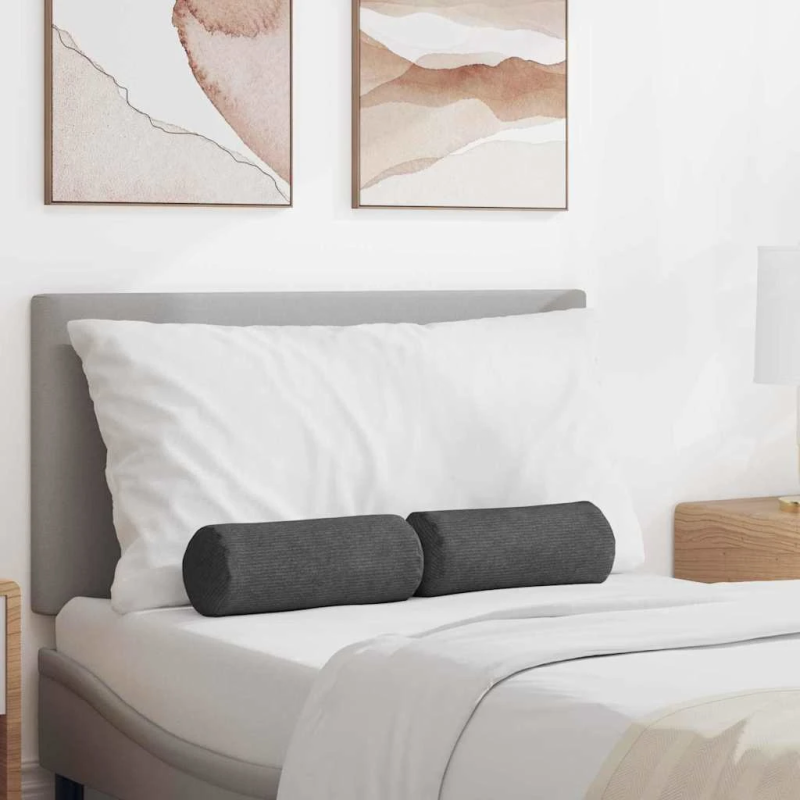 vidaXL Spilveni 2 pcs Tumši pelēks DIA 15 x 40 cm Korduroja audums