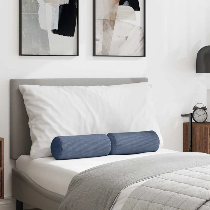 vidaXL Spilveni 2 pcs Zila DIA 15 x 40 cm Korduroja audums