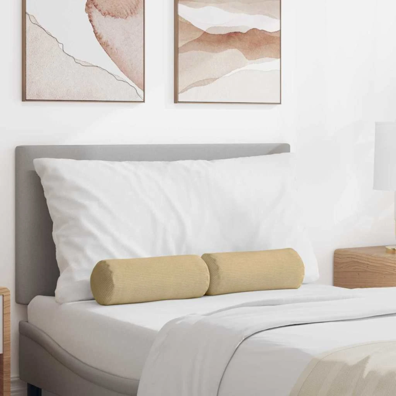 vidaXL Spilveni 2 pcs Pelēki zaļa DIA 15 x 40 cm Korduroja audums