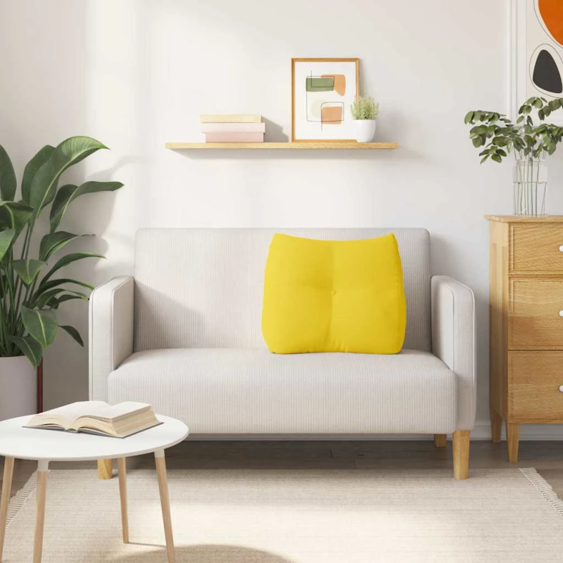 vidaXL Atpakaļ spilvens Gaiši dzeltena 60 x 24 x 50 cm audums