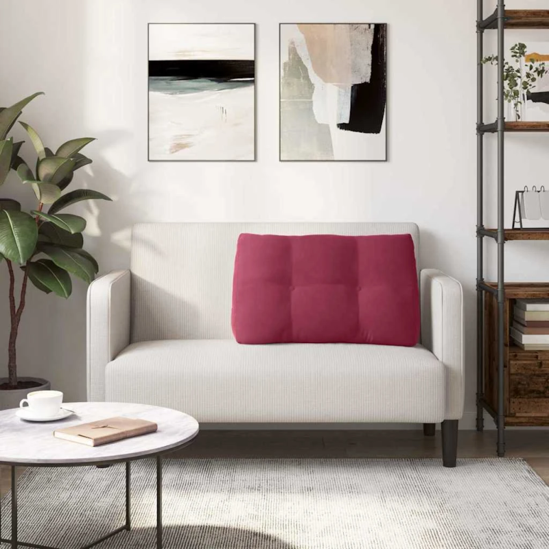 vidaXL Atpakaļ spilvens Vīna sarkans 80 x 24 x 50 cm Samts